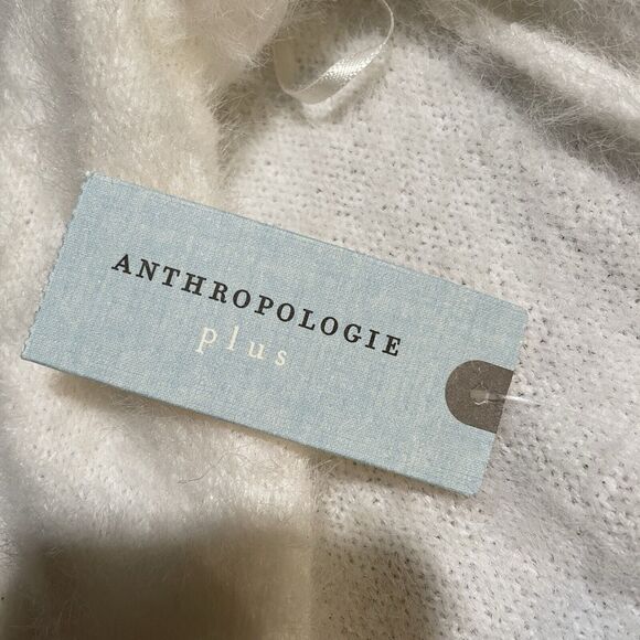 Anthropologie Pilcro Sweater Hoodie Ivory Eyelash Pullover Womens 1X Plus New - Picture 10 of 11